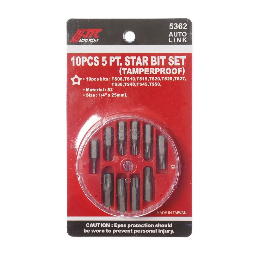 Набор бит 1/4" TORX ТS08-TS50 10 предметов в боксе JTC купить