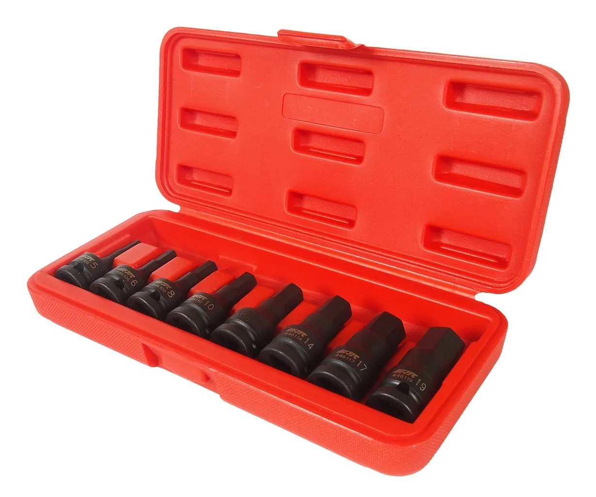 Набор бит-головок 1/2" HEX H5-19ммх60мм ударных 8 предметов в кейсе JTC фото товара COMPASS MARKET Набор бит-головок 1/2" HEX H5-19ммх60мм ударных 8 предметов в кейсе JTC купить