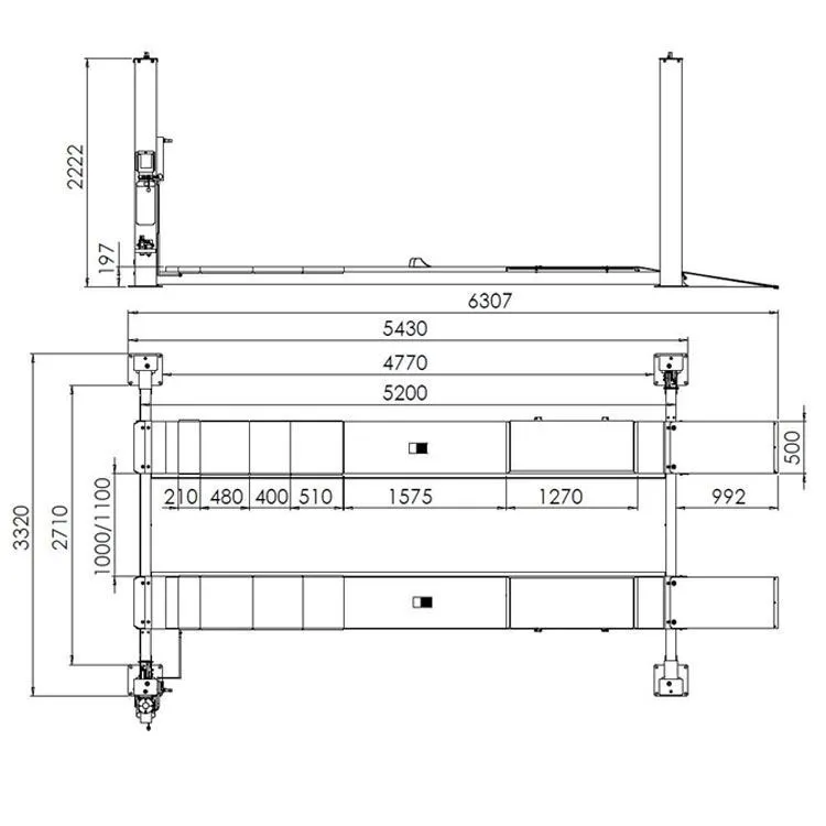 Электрогидравлический подъемник Подъемник эл/гидравлический 4-х ст. 5.5т. сход/развал