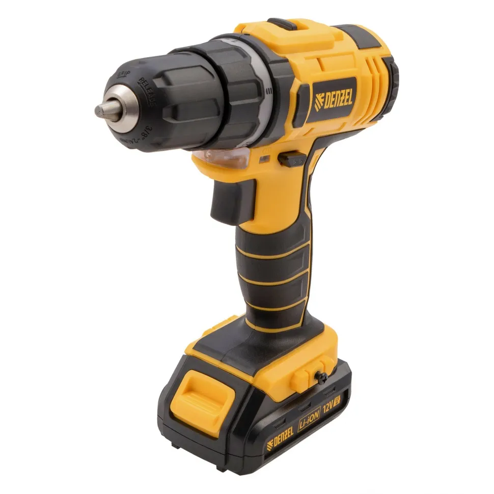 Дрель-шуруповерт аккумуляторная CDL-12-02, Li-Ion, 12 В, 1.5 А*ч, 2 аккумулятора Denzel купить