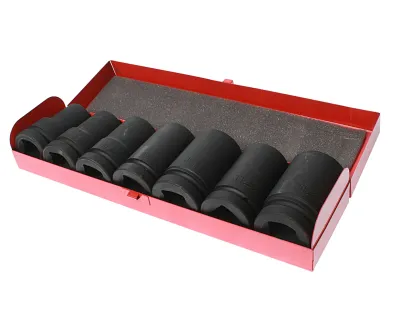 Набор головок торцевых 1" 6-ти гранных 24-38мм ударных глубоких 7 предметов в кейсе JTC